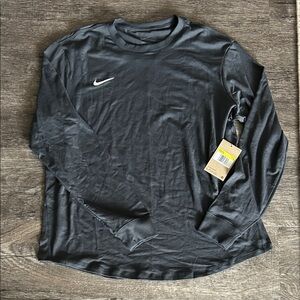 Nike Long-Sleeve Crew Shirt in Black with White Swoosh